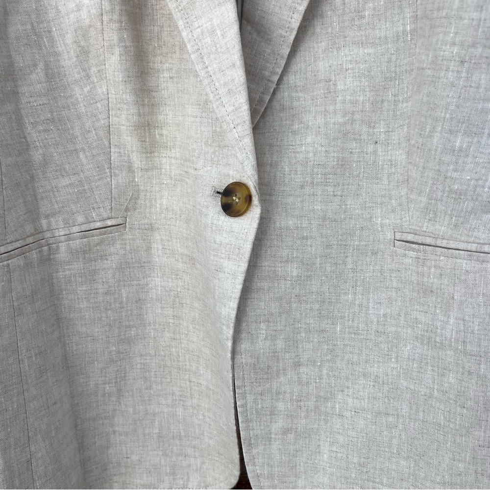 Talbots Linen Blazer Light Beige Classic Neutral One Button Women’s Size 16 - Picture 5 of 16